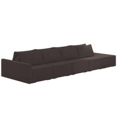 Sofá Ilha Modular Com Puff Para Sala Living 432cm Georgia K04 Veludo Marrom - Mpozenato
