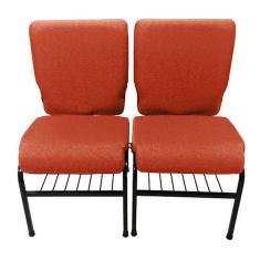 02 Cadeiras para Igrejas c/ Porta Biblía e Porta Cálice Vermelho