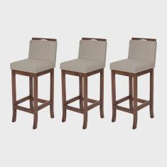 Kit 3 Banqueta Baixa em Madeira Maciça