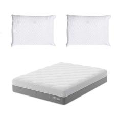 Colchão Viúva Sublime Mola Ensacada e Espuma Viscoelástica (32x128x188) Cinza e Branco com 2 Travesseiros Guldi Soft Nasa Branco