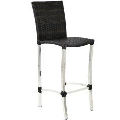 Banqueta Alta Em Alumínio Com Encosto Balcão Cozinha Trama Pedra Ferro