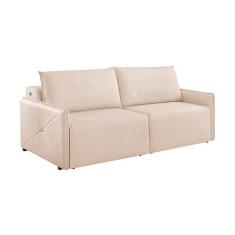 Sofá 3 Lugares Retrátil Urban com USB Linho Bege Claro 220 cm - Estofa