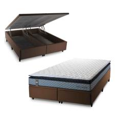 Conjunto Box Baú Chicago Cinza 193x203x64 Espuma D33