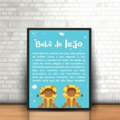 Quadro com Moldura Signos do Zodíaco Astrologia Bebê de Leão - Plinpli