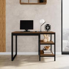 Escrivaninha Mesa Escritório 2 Prateleiras 130cm Slim Espresso Móveis