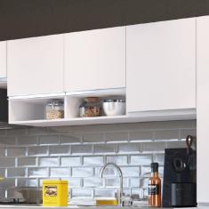 Armário Aéreo para Cozinha 3 Portas 2 Nichos Athena IRM Móveis Branco