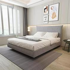 Cama Queen Boreal Flutuante Cabecasa Madeiramadeira Cinza