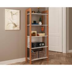 Guarda Roupa Closet Modulado AZ1005 c/ 5 Prateleiras cor Amêndoa/Branco - Tecno Mobili