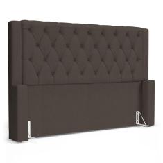 Cabeceira Cama Box Casal Padrão Atena 160cm Capitonê com Frame Linho Cacau - Desk Design