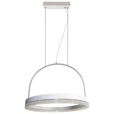 Pendente Emily Branco Anel E Cristal Led Integrado 20w Ø40cm