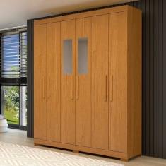 Guarda-roupa Casal 164,10cm 6 Portas 2 Gavetas com Espelho 100% Mdf Papoulas Espresso Móveis Cinamomo