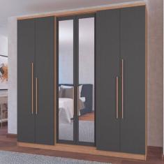 Guarda Roupas Casal com Espelho 6 Portas 2 Gavetas Sonata Móveis Castro