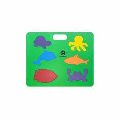 Maleta Quebra Cabeça Bichos Colorido Eva Verde Claro Pronado