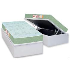 Cama Box Baú Solteiro: Colchão Espuma Castor D33 Sleep Max Duplo + Bas
