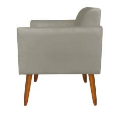 Poltrona Marisa Suede Marrom Rato Pés Palito Castanho