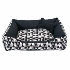 Cama para Cachorro ou Gato Tamanho Grande 70x55cm + Ossinho Geométrico