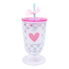 Copo Taça Com Canudo Amo Você 600ml - Projeto Kiwi