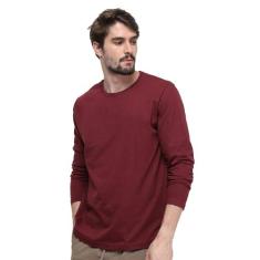 Camiseta Manga Longa Vermelho Bordô 100% Algodão Di Nuevo New, Vinho, 