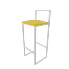 Banqueta Alta Balcão Bistrô Industrial Branca Assento Estofado (AMARELO)