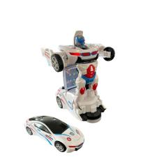 Carro Carrinho Transformers Vira Robô Brinquedo Luz E Som Bate e Volta