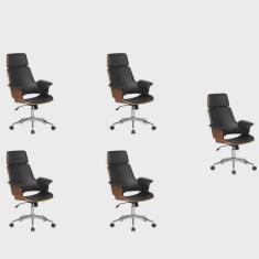 Kit 5 Cadeiras de Escritório Presidente Giratória Corino Coimbra