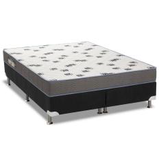 Cama Box Queen: Colchão Espuma Ortobom D33 Light + Base crc Courano Black(158x198)
