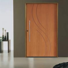 Kit Porta de Madeira Pivotante 210x120cm Batente 14cm Fechadura 803 Rolete Externa Concept 9 Hale