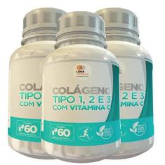 Colágeno Tipo 1, 2 E 3 Com Vitamina C 500mg 60 Cáps 3 Potes - Lider Ve