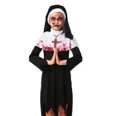 Fantasia Halloween Infantil Noviça do Mal Vestido com Véu