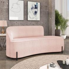 Sofá 3 Lugares Orgânico 180cm Pé Ferro Preto Morgan Bouclê Rosê - D Ro