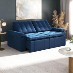 Sofá Cama Retrátil e Reclinável 4 Lugares 240cm Veludo com Molas Palme