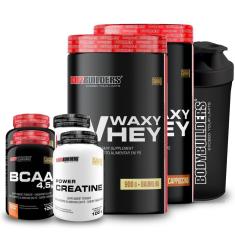 Kit 2x Whey Protein Waxy Whey 900g + 2x BCAA 100g + 2x Creatina 100g + Coq - Bodybuilders-Unissex