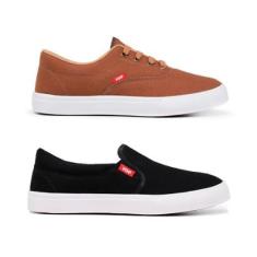 Kit 2 Pares Tênis Casual Masculino Feminino + Palmilha Bolha em Gel-Unissex