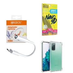 Capinha Samsung S20Fe + Adaptador P2 P Tipo C + Película 9D