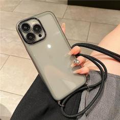 Armor Transparent Shockproof Crossbody Colar Cordão Transparente Estojo Macio Para iPhone 13 14 Pro Max 12 11 X XR 7 8 14Plus Capa, Preto, para iphone 7Plus