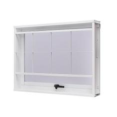 Janela de Aço Maxim-ar 50x50cm com Grade Quadriculada e Vidro Boreal Unicsol Ramassol Branco