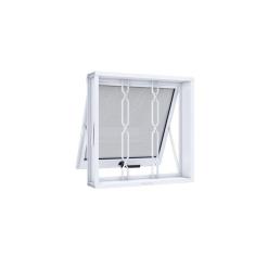 Janela de Aço Maxim-ar 50x50cm com Grade Mosaico e Vidro Riobras Branco