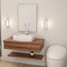 Bancada para Banheiro 80cm com Cuba Aria e Prateleira 805W Metrópole Compace Nogal