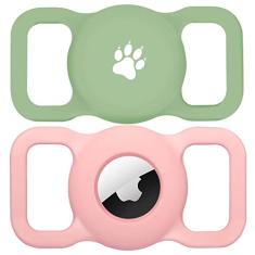 yiliuoer Suporte para coleira de cachorro AirTag, pacote com 2 capas de silicone para coleira de cachorro, capa para rastreador GPS para Apple AirTags, capa antiperda de AirTag, suporte para Airtag