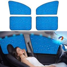 Aokway Para-sol de janela lateral para janela de carro dupla espessura pára-brisas automotivo cortina universal apto para motorista para proteção UV do bebê (azul, lado dianteiro + traseiro, 4 peças)