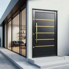 Porta Pivotante Lambril Premium com Puxador Lado Esquerdo Elite 216x130cm Preto