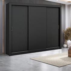 Guarda Roupa Casal 3 Portas de Correr 4 Gavetas City Maxel - Preto