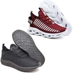 Tênis Esportivo Confortavel Evoltenn Easy Solado 4D - 2 Pares BORDO/PR