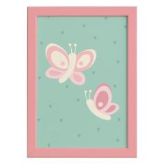 Quadro Infantil Coruja Baby Borboletas Moldura Rosa 22x32cm - Quartinh