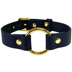 Coleira Social Choker Argola Gargantilha O Ring Colar Couro Feminino H