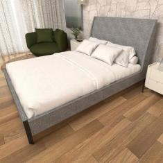 Cama com Cabeceira Queen Tecido Linho / Veludo Sob Medida - Casa Lar D