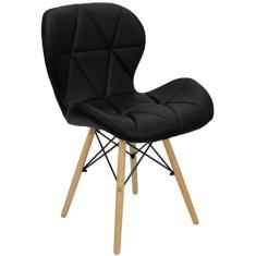 Cadeira Charles Eames Eiffel Slim Wood Estofada - Preta - Lianto Decor
