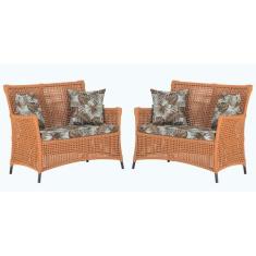 2 Sofás Área Externa Igapó Alumínio Pintura Preta Corda Náutica Estofa