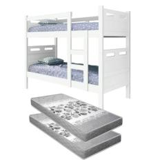 Beliche Solteiro Jaspe Branco MDF Estrado Madeira Vira 2 Cama Grade Fi