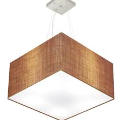 Lustre Pendente Quadrado Vivare Md-4075 Cúpula Em Tecido 30/5